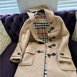 Burberry Camel Duffle Coat with Check Lining